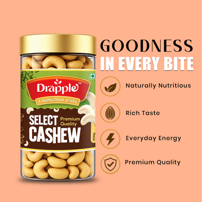 Drapple Select Premium Cashews (Kaju) – 450 g Jar
