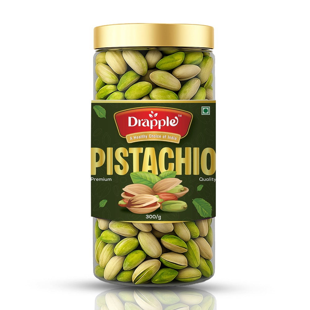 Drapple Premium Pistachios – Healthy Crunchy Pistachio Nuts (300g Jar)