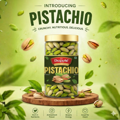 Drapple Premium Pistachios – Healthy Crunchy Pistachio Nuts (300g Jar)