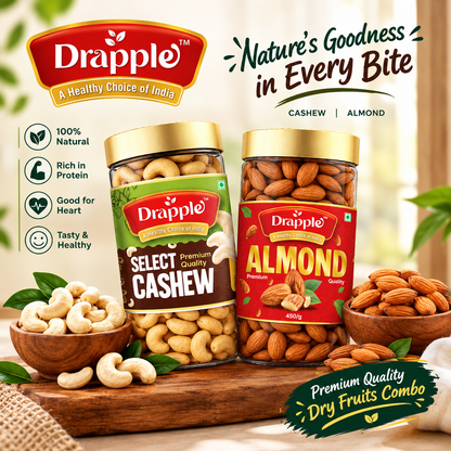 Drapple Premium Almonds (Badam) & Cashews (Kaju) Combo
