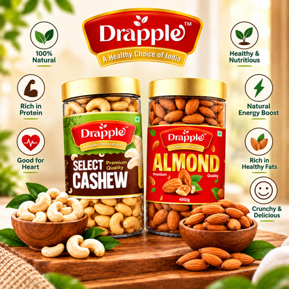 Drapple Premium Almonds (Badam) & Cashews (Kaju) Combo