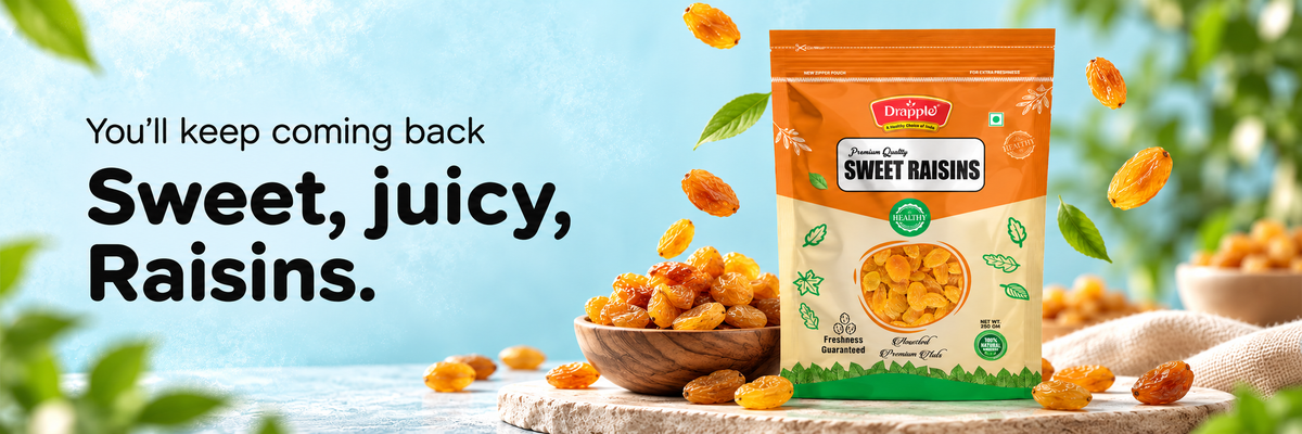 Drapple Premium Sweet Golden Raisins (Kismish)- (250g Pouch)